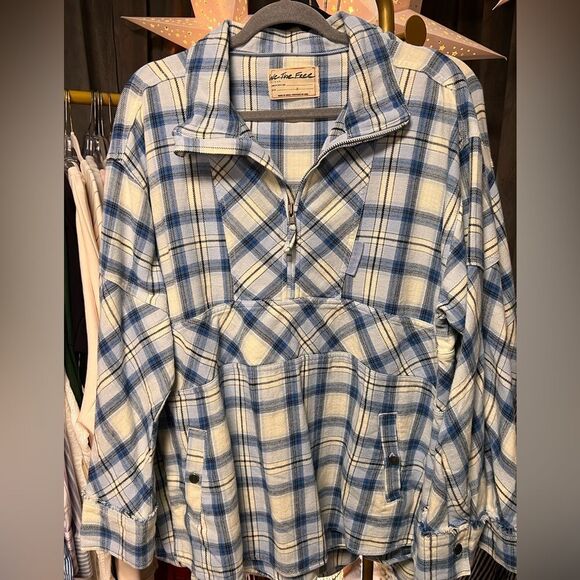 Free People We the Free Wind River Plaid Flannel Pullover Shirt Castaway Combo - Picture 3 of 7